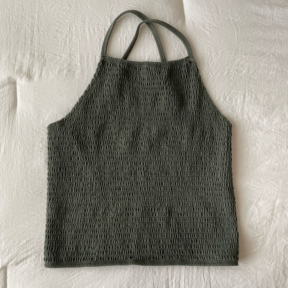 Hollister Olive Green Smocked Top Size Small